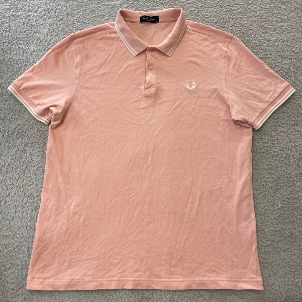 Fred Perry Twin Tipped Polo Shirt Mens XL Pink Short Sleeve Pique Cotton M3600